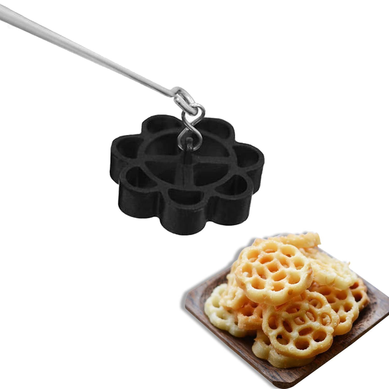 2917 Non Stick Achappam Maker Achappam Mould with Stay Cool Handle Rose Cookie Maker (Black) DeoDap 2917 Non Stick Achappam Maker Achappam Mould with Stay Cool Handle Rose Cookie Maker (Black) DeoDap